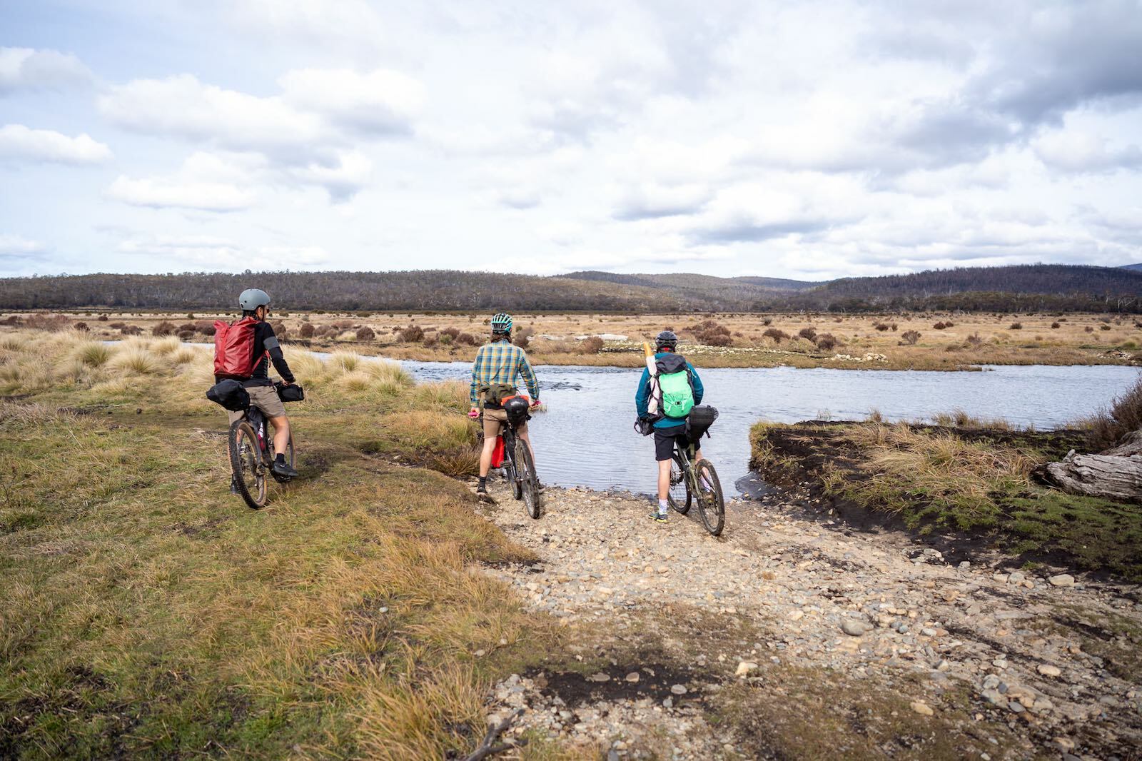 crossing the Eucumbene river near Denisons Campground