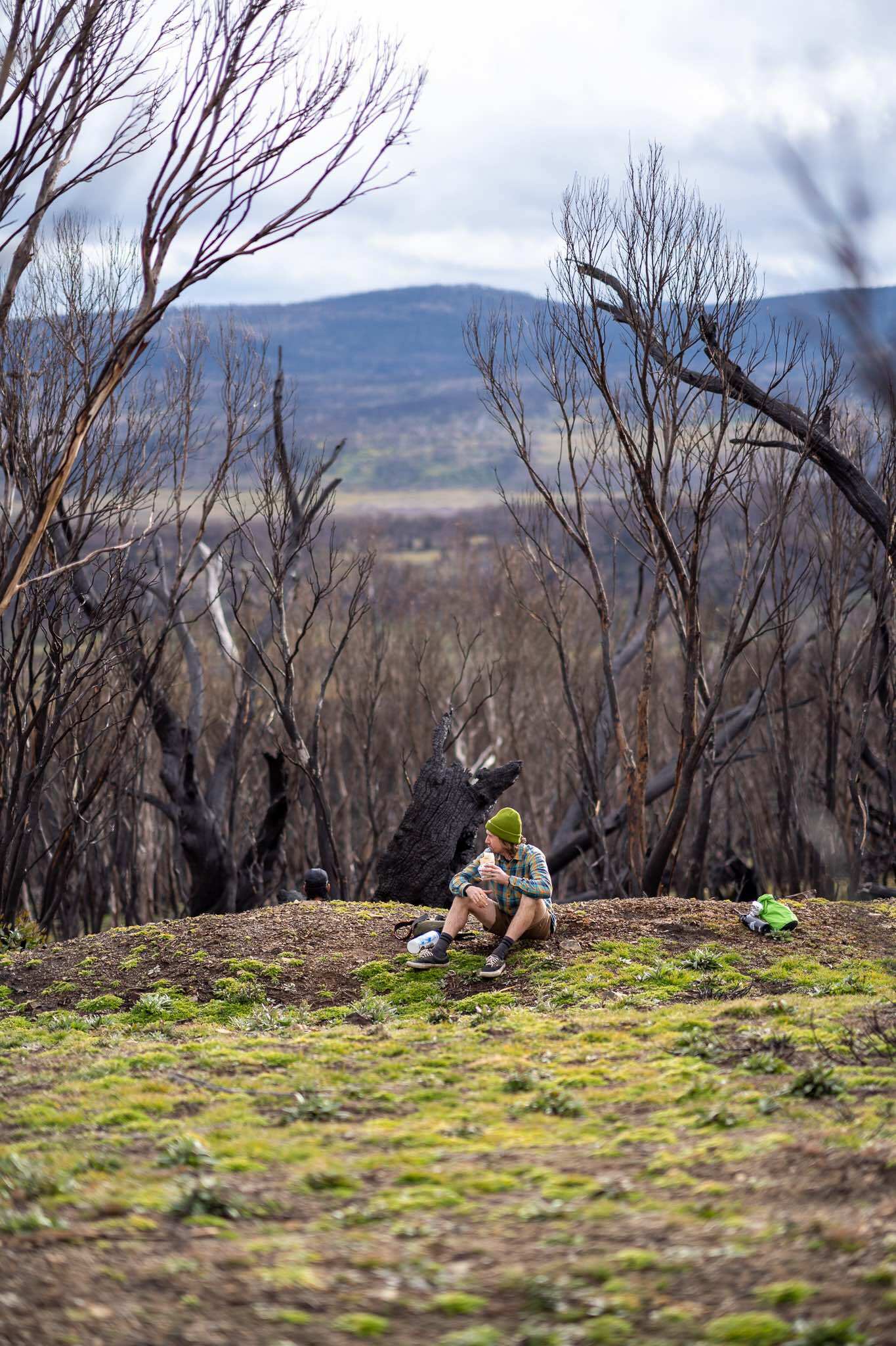 eating lunch while cycling through the Jagungal Wilderness