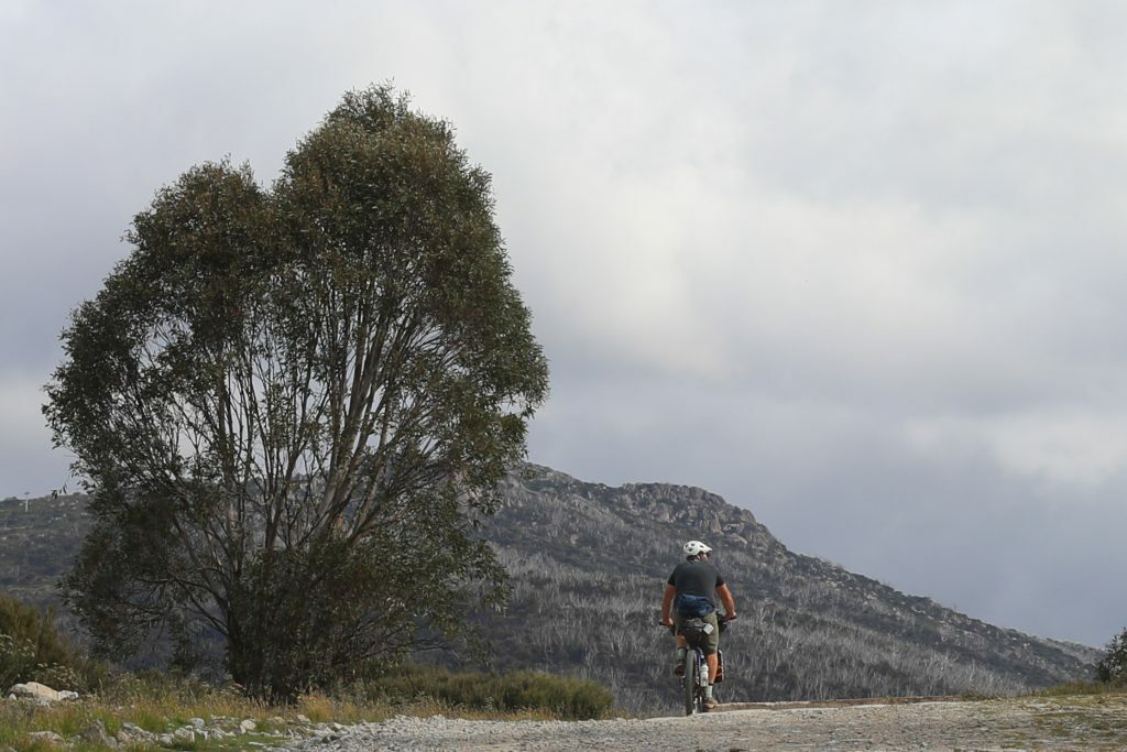 Riding up from Guthega Power Station, Bikepacking to Valentine Hut by Mattie Gould