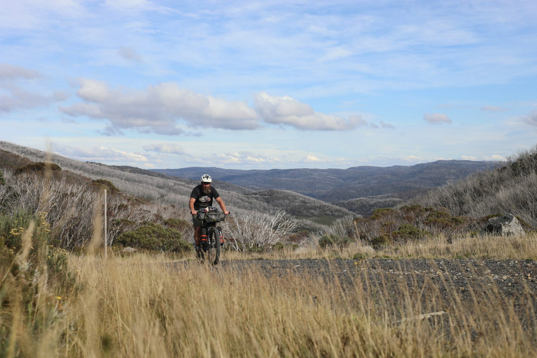 Riding up to Schlink Pass