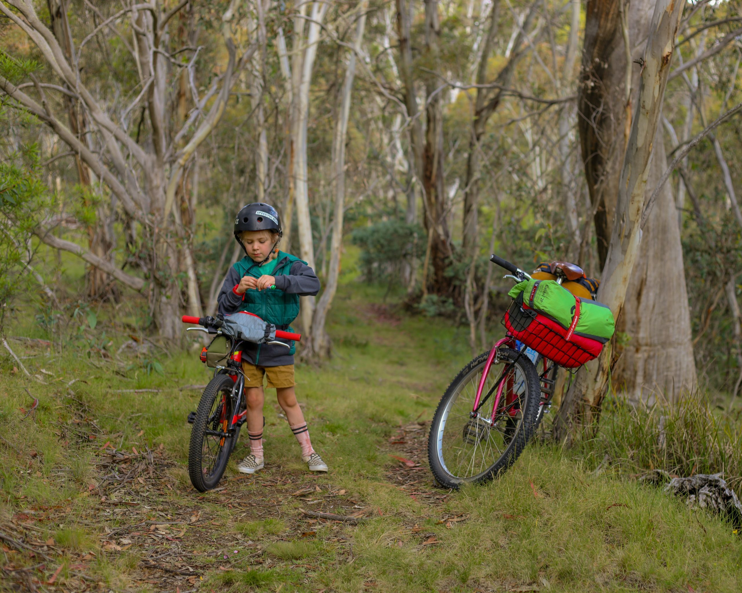 Bikepacking with a six year old, stopping for lollies