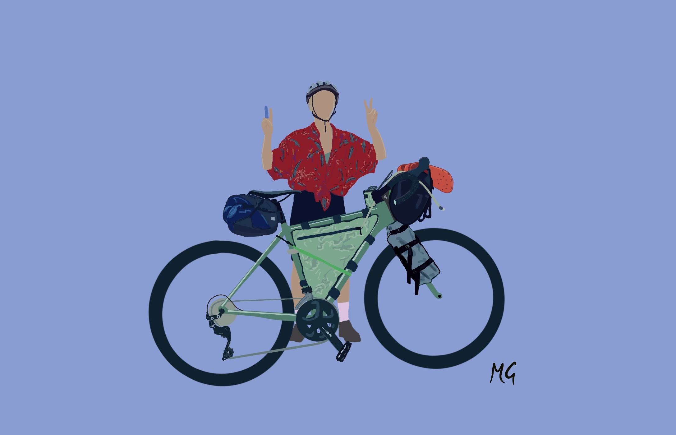 @Mattiedrawsbikes Mattie draws bikes bikepacking illustrations using procreate