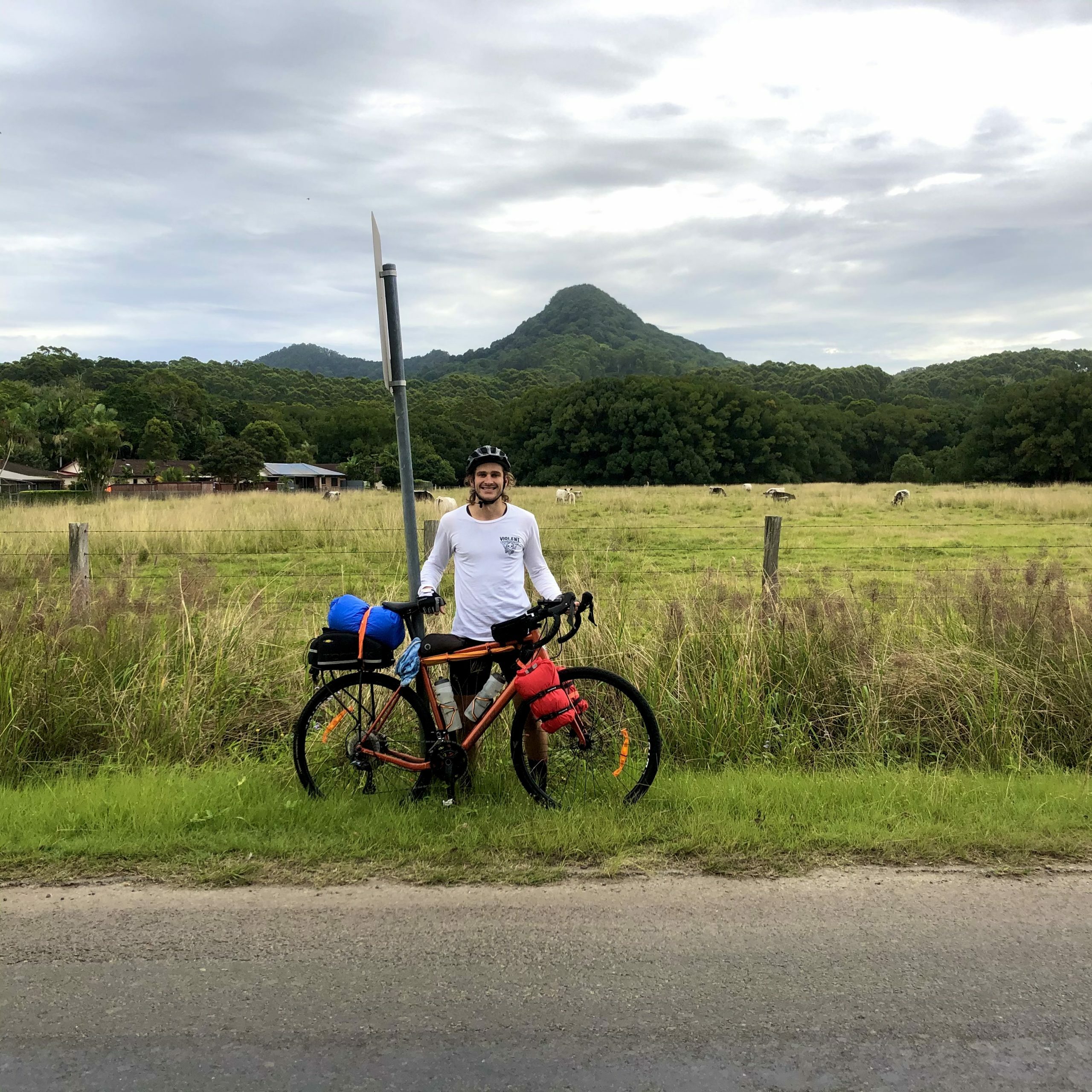 Bikepacking to Mullumbimby, Mount Chincogan in the background