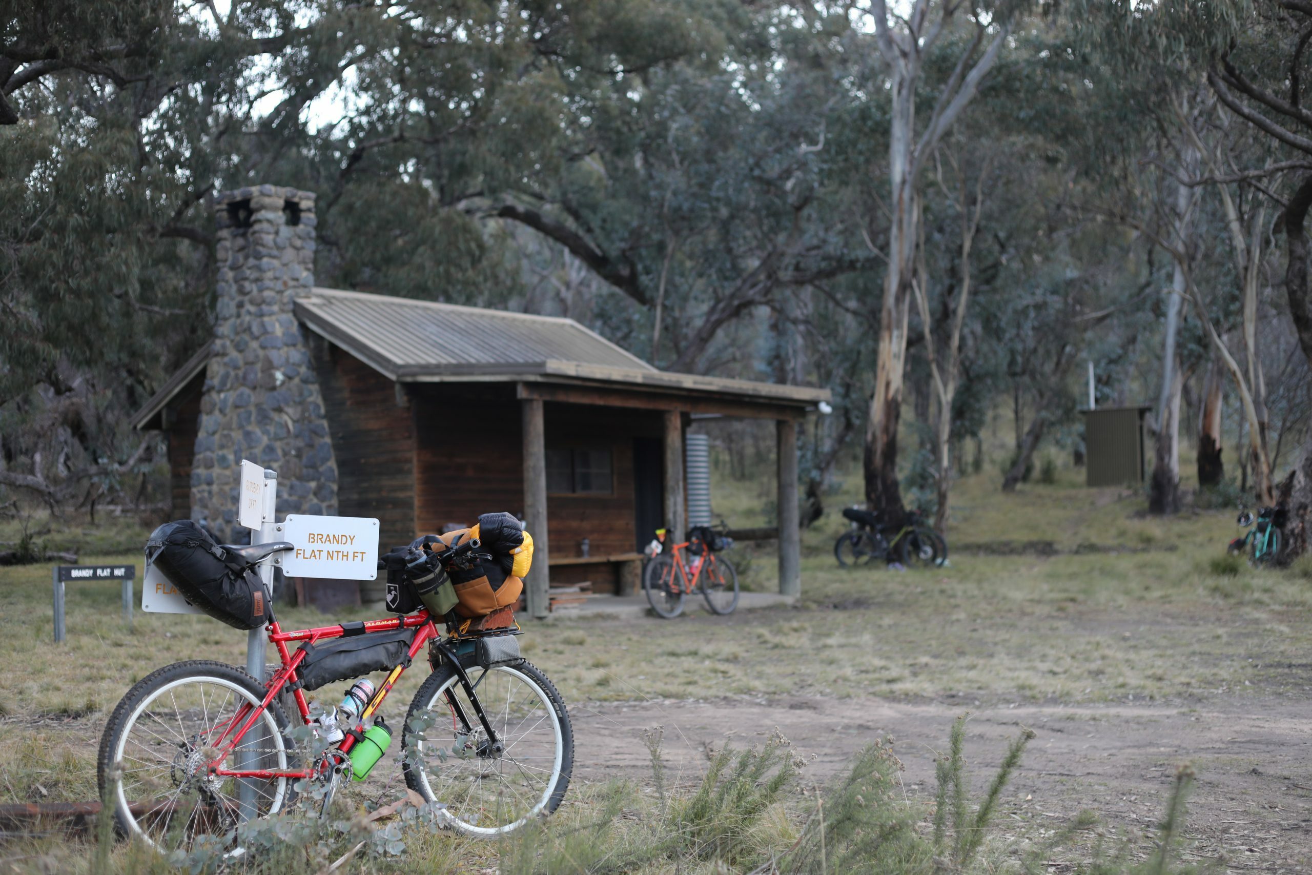 Bikepacking bike at Brandy Flat Hut