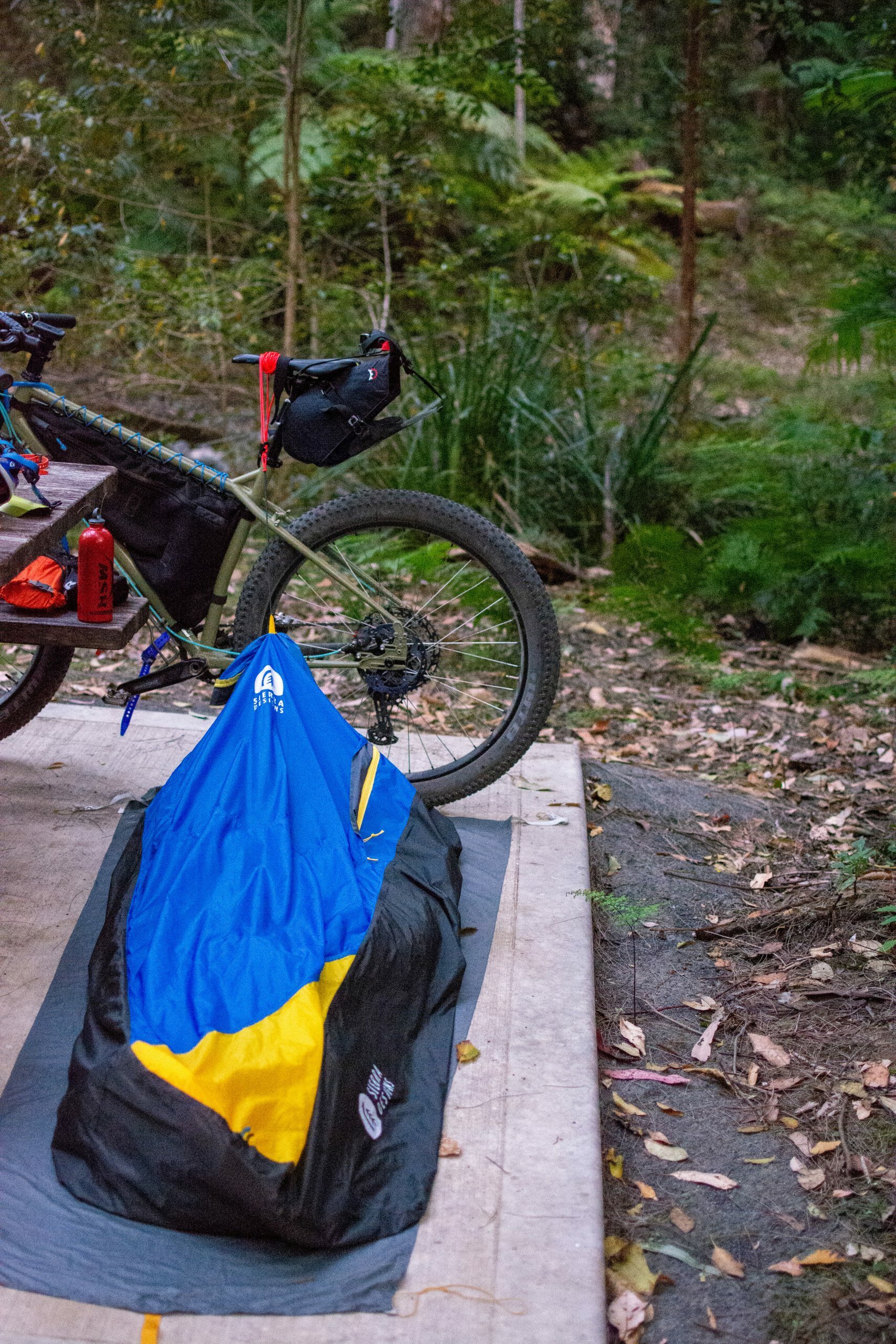 Sierra deigns bivvy bag camping on a bikepacking trip