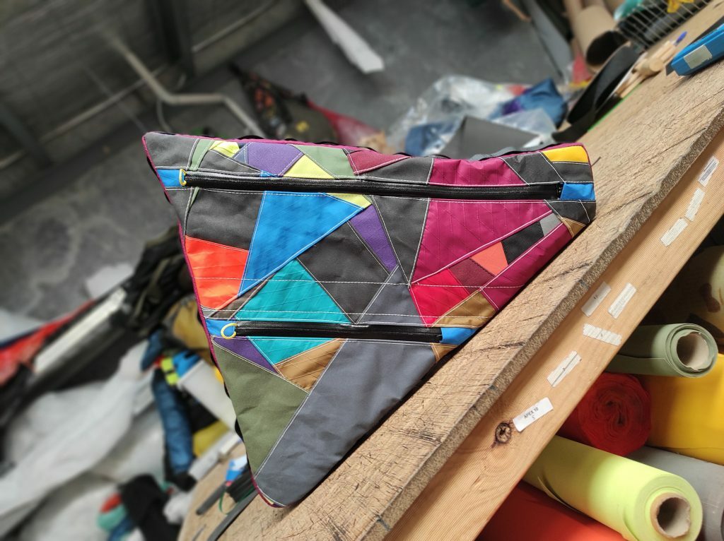 Custom off-cuts frame bag made by Terra Rosa Gear
