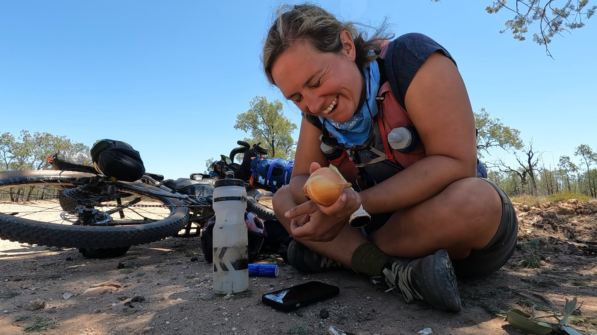 Sarah Pendergrass and her onion on the Sandstone Wilderness 600