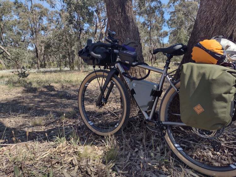 Wondercross cycling bikepacking rig on the golden black track